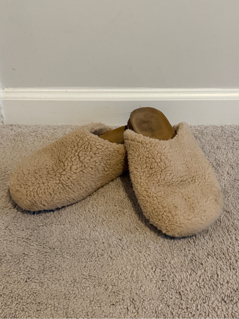 J. Crew Women's Shearling-Look Slip-On Mules - Beige Size 10